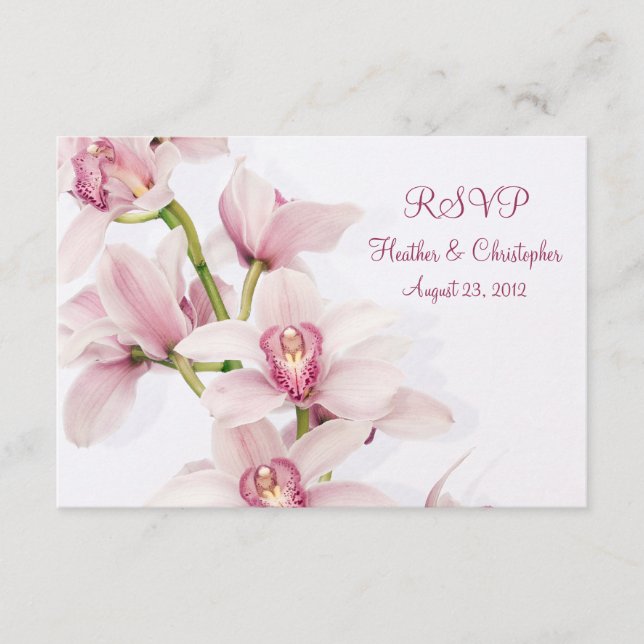 Rosa Cymbidium Orchid Bröllop Reply OSA kort (Framsida)
