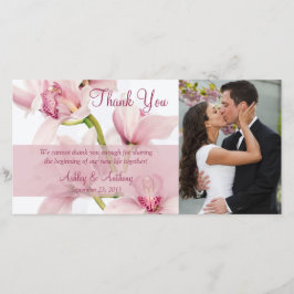 Rosa Cymbidium Orchid Bröllop Tack Photocard Kort