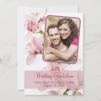 Rosa Cymbidium Orchid Photo Wedding bjudande Inbjudningar