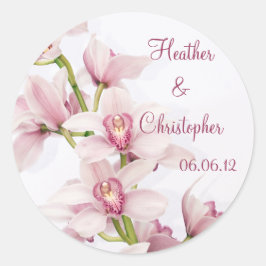 Rosa Cymbidium Orchid Wedding Stickers Runt Klistermärke