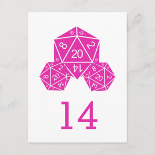 Rosa D20 Dice-Bordsnummer vykort