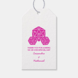 Rosa D20 Dice Bröllop Gift-Märkre Presentetikett