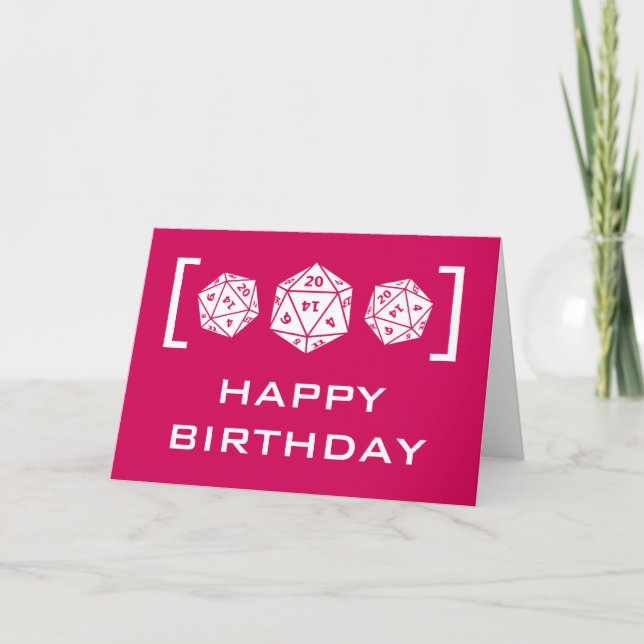 Rosa D20 Dice Gamer Birthday Card Kort (Framsida)