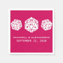 Rosa D20 Dice Gamer Bröllop Pappra blöjor Pappersservett