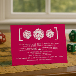 Rosa D20 Dice Gamer bröllopsinbjudan Inbjudningar
