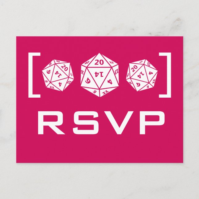 Rosa D20 Dice Gamer OSA Postcard Inbjudan Vykort (Framsida)