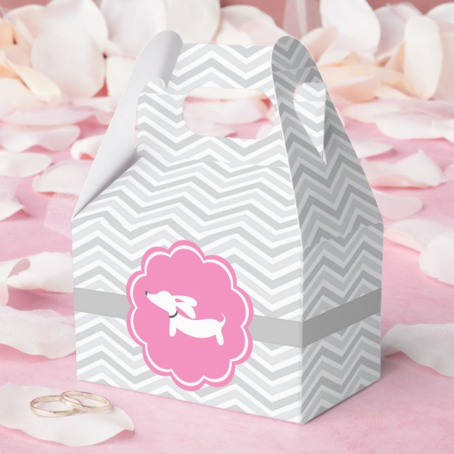 Rosa Dachshund Baby Shower Party Favor Box Presentaskar (Bröllop)