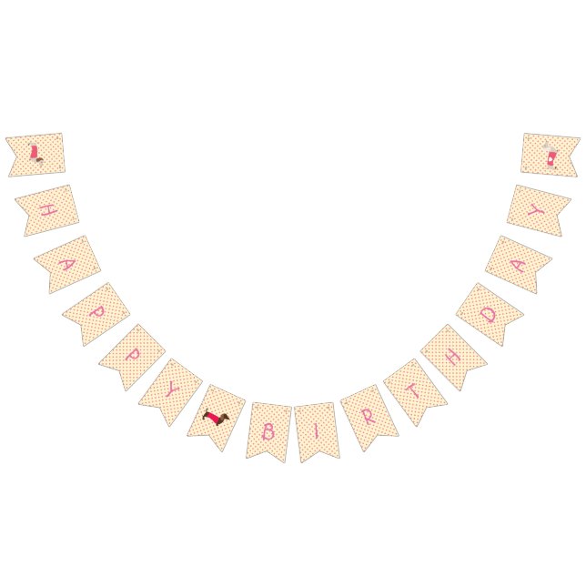 Rosa Dachshund Bunting Birthday Banner Vimplar (Alla)
