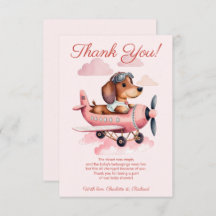 Rosa Dachshund Flygplan Baby Shower