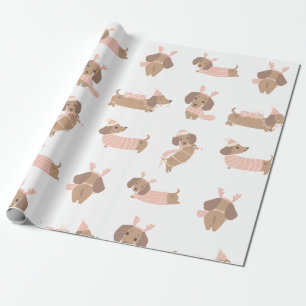 Rosa Dachshund-korv hund jul Papper Presentpapper