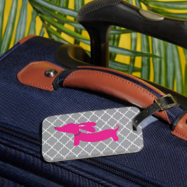 Rosa Dachshund Luggage Bag Märkre Gift Bagagebricka