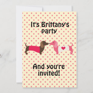 Rosa Dachshund Party-inbjudan Inbjudningar