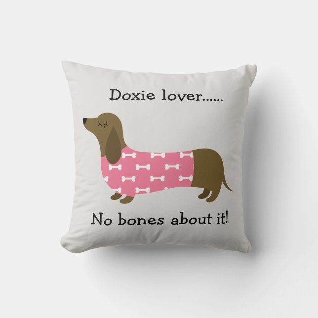 Rosa Dachshund Personlig Pillow Kudde (Framsida)