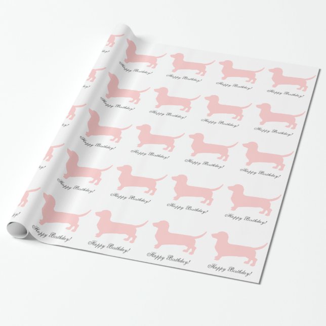 Rosa Dachshund Presentpapper (Utrullad)