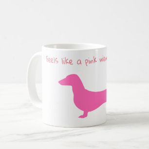 Rosa Dachshund Silhouette Mugg