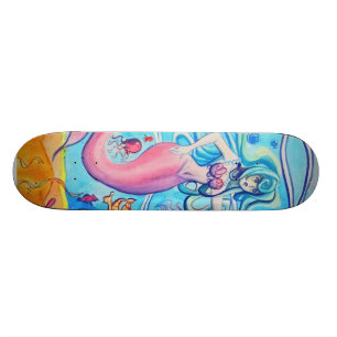 Rosa däck för TailfinsjöjungfruSkateboard Skateboard Bräda 19,5 Cm