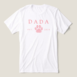 Rosa Dada Gingham Puppy Paw Skriv ut födelsedag T Shirt