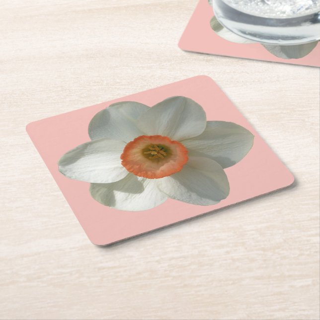 Rosa Daffodil Vår Flower Underlägg Papper Kvadrat (Vinklad)
