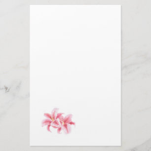 Rosa dagdrömmareliljar brevpapper