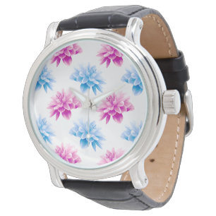 Rosa Dahlia, Blå Dahlia, Blommönster, Blommor Armbandsur