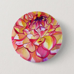 Rosa Dahlia-blommans vattenfärgskonst bra Knapp