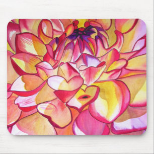 Rosa Dahlia-blommans vattenfärgskonst bra Musmatta