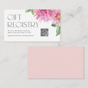 Rosa Dahlia Blommig QR-kod Baby Shower Presentregi Tilläggskort