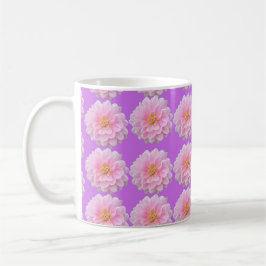 Rosa Dahlia Blommönster Lila Kaffemugg