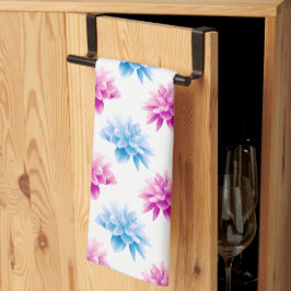 Rosa Dahlia, Blue Dahla, Blommönster, blommor Kökshandduk