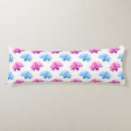 Rosa Dahlia, Blue Dahla, Blommönster, blommor Kroppskudde