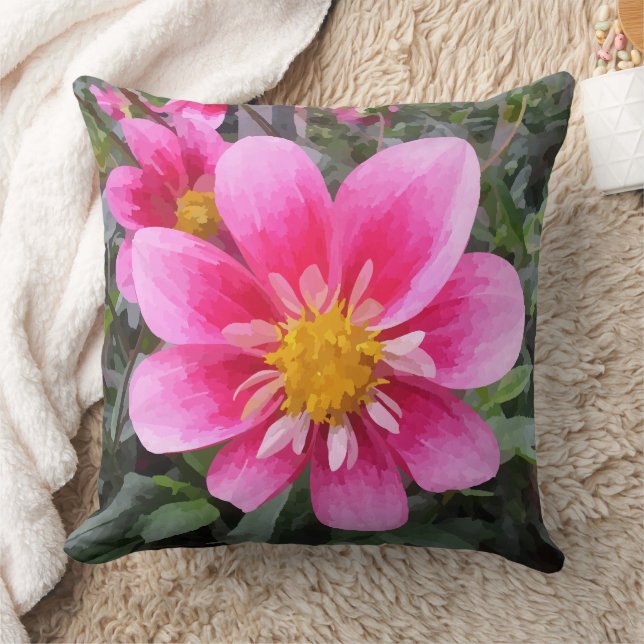 Rosa Dahlia Flower 2 Kudde (Filt)