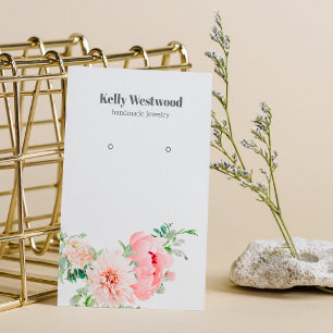 Rosa Dahlia Flower Blommar Earring Visning Card Visitkort