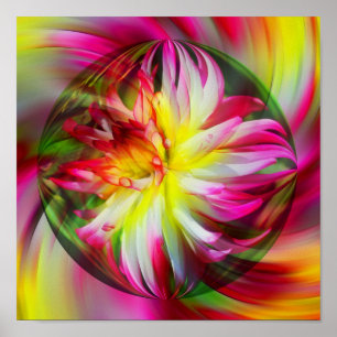 Rosa Dahlia Flower Energies Abstrakt Art Poster