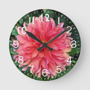 Rosa Dahlia Flower Rund Klocka