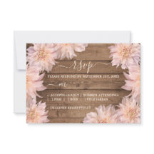Rosa Dahlia Flower Rustic Wood Bröllop OSA Card