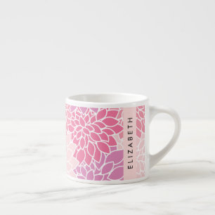 Rosa Dahlia Flowers, Mönster av blommor, ditt namn Espressomugg