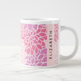Rosa Dahlia Flowers, Mönster av blommor, ditt namn Jumbo Mugg