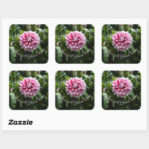 Rosa Dahlia Fyrkantigt Klistermärke