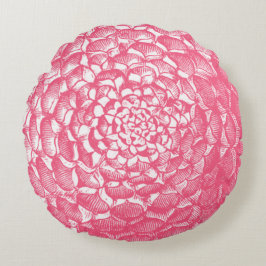 Rosa Dahlia Rund Kudde