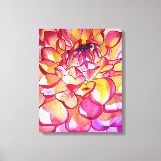 Rosa Dahlia vattencolor abstrakt bra art canvas (Framsida)