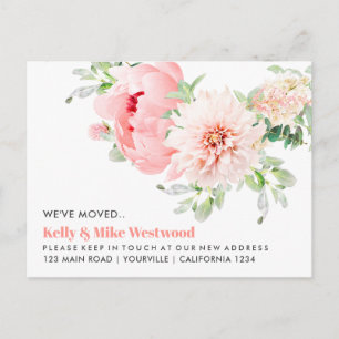 Rosa Dahlia Vi har flyttat Ny adress New House Vykort