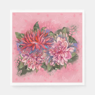 Rosa Dahlia-Vintagen blommor Pappersservett