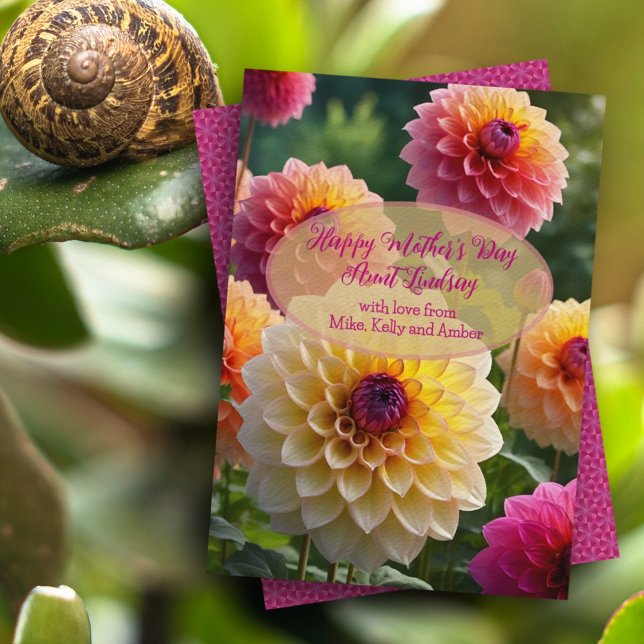 Rosa Dahlias Enkel Morsdagsgratulationskort Inbjudningar (Skapare uppladdad)