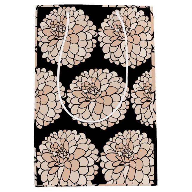 Rosa Dahlias på en svart presentsäck (Framsidan)