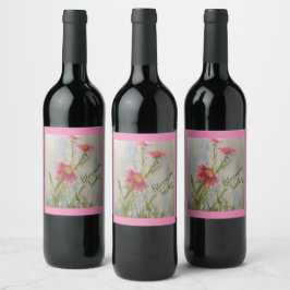 Rosa Daises Vin-etikett Vinflaska Etikett