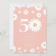 Rosa Daisy 50:e födelsedagsinbjudan