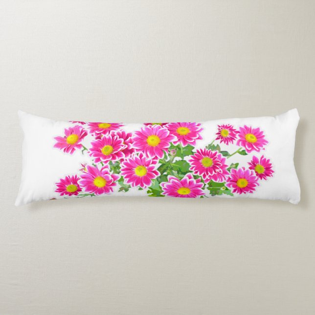 Rosa Daisy / Asters Bouquet + dina idéer Kroppskudde (Framsidan)