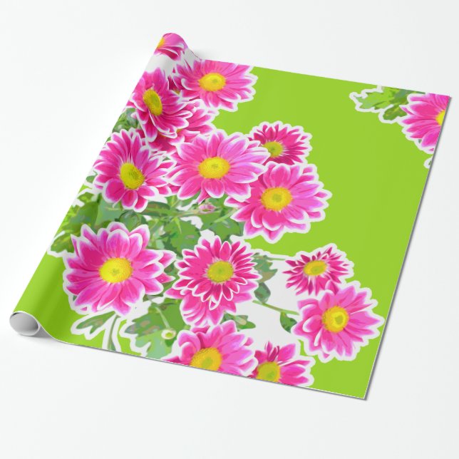 Rosa Daisy / Asters Bouquet + dina idéer Presentpapper (Utrullad)