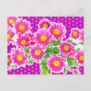 Rosa Daisy / Asters Bouquet & Dots + din idé Vykort