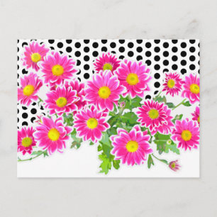 Rosa Daisy / Asters Bouquet & Dots + din idé Vykort